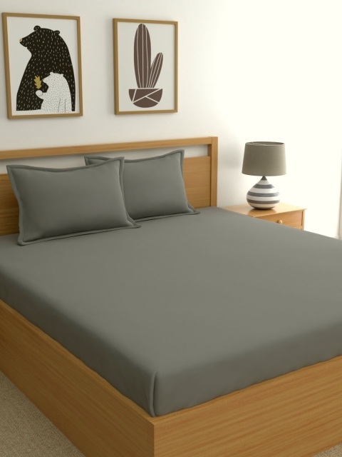 

Dreamscape Grey Solid 220 TC Cotton 1 Queen Bedsheet with 2 Pillow Covers