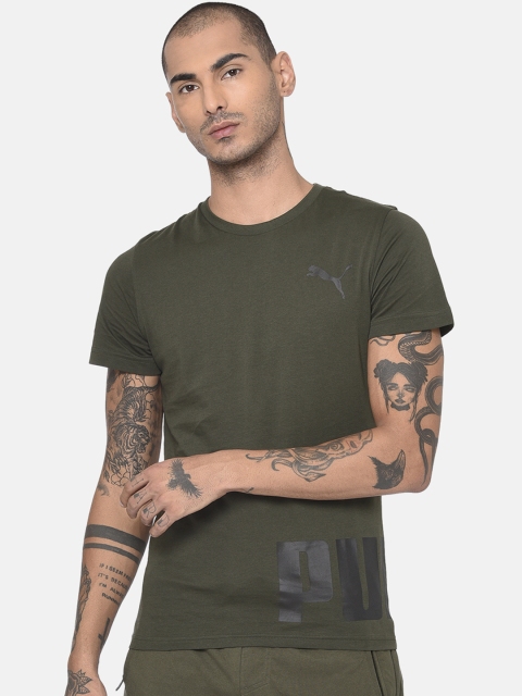 Puma Men Green Solid Round Neck T-shirt