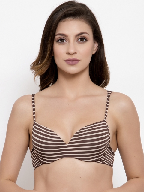 

Friskers Brown Printed Underwired Lightly Padded Push-Up Bra OO-1378-18