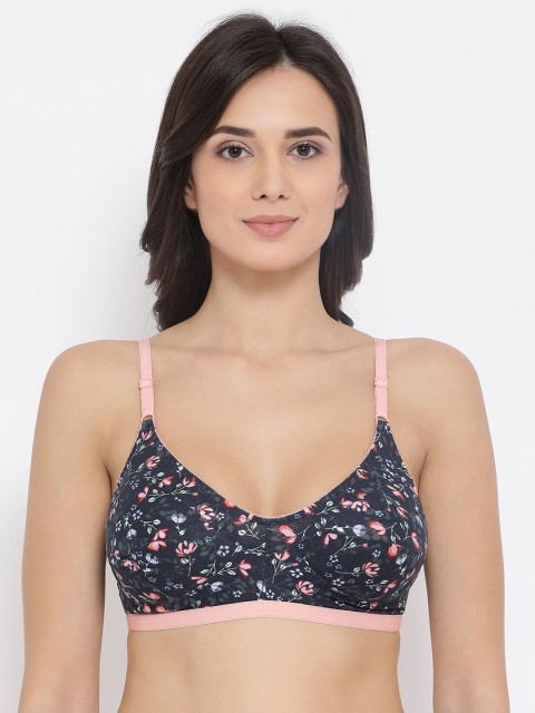 

Clovia Navy Blue Printed Non-Wired Non Padded Everyday Bra BR0185J0832B