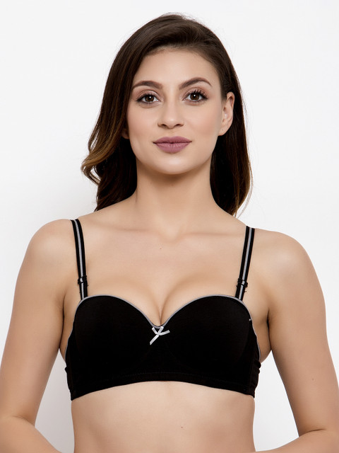 

Friskers Black Solid Underwired Lightly Padded Push-Up Bra OO-537-01