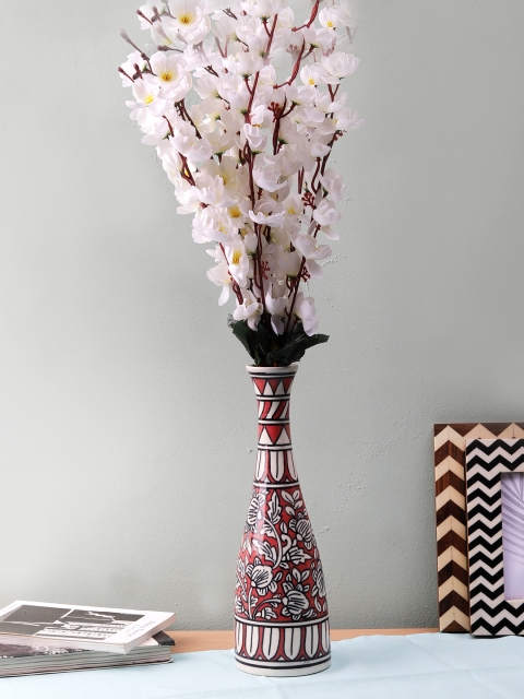 

VarEesha Red & Black Floral Hand Painted 12 Inch Ceramic Vase