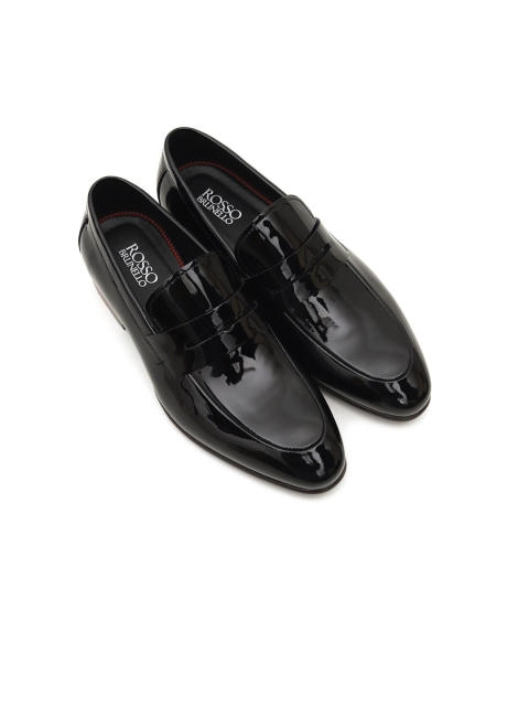 

ROSSO BRUNELLO Men Black Solid Formal Leather Penny Loafers