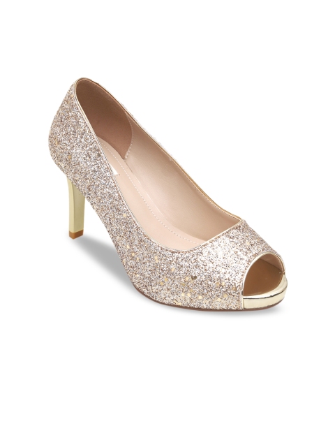 

ROSSO BRUNELLO Women Gold-Toned Solid Peep Toes