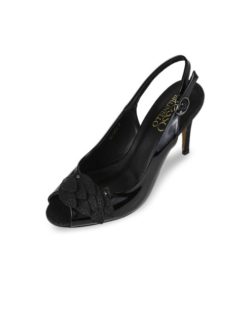 

ROSSO BRUNELLO Women Black Solid Peep Toes