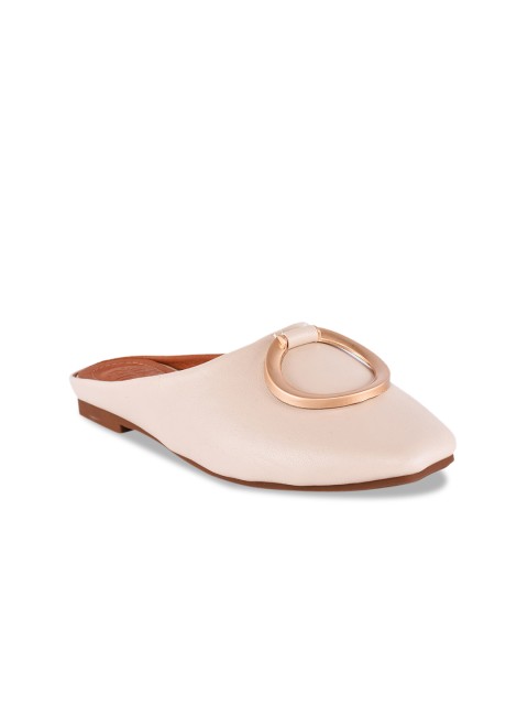 

BuckleUp Women Off-White Solid Mules
