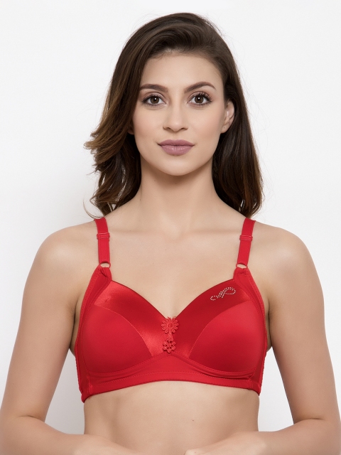 

Friskers Red Solid Underwired Lightly Padded Push-Up Bra OO-707-03