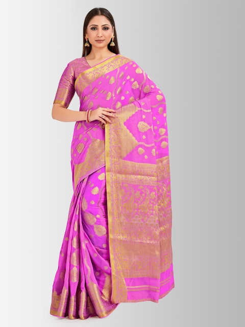 

MIMOSA Pink Poly Chiffon Woven Design Banarasi Saree