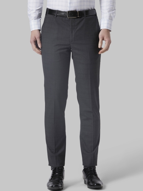 

Park Avenue Men Grey Slim Fit Self Design Formal Trousers