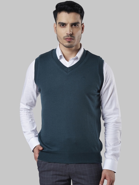 

Raymond Men Teal Blue Solid Sweater Vest Sweater