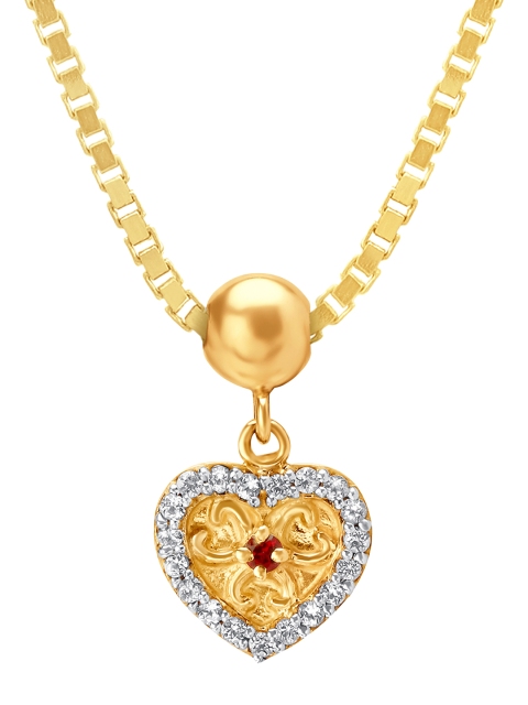 

Mia by Tanishq 14KT Yellow Gold Heart Shaped Charm with Ruby & Topaz Stones