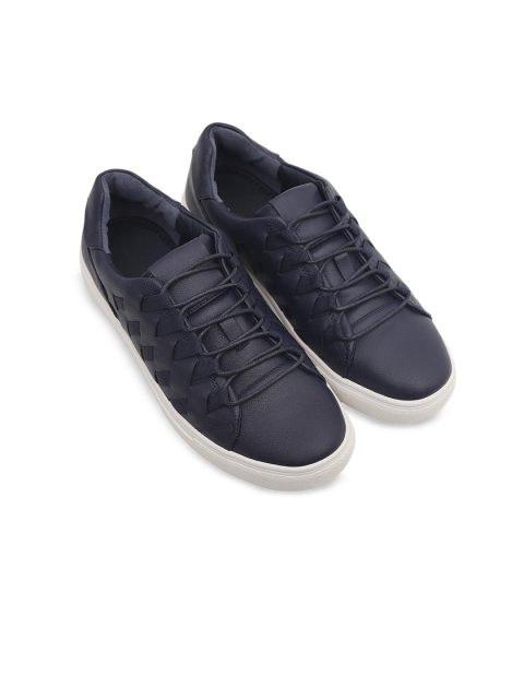 

ROSSO BRUNELLO Men Navy Blue Solid Leather Sneakers