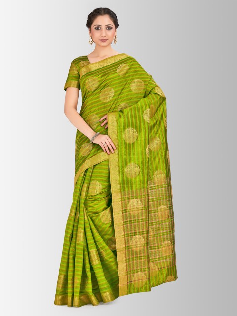 

MIMOSA Green Art Silk Woven Design Kanjeevaram Saree