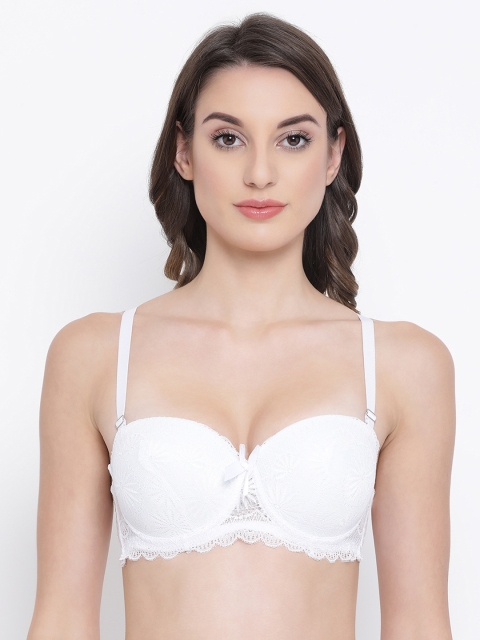 

Clovia White Lace Padded Wired Balconette Push-Up Bra BR1990P18