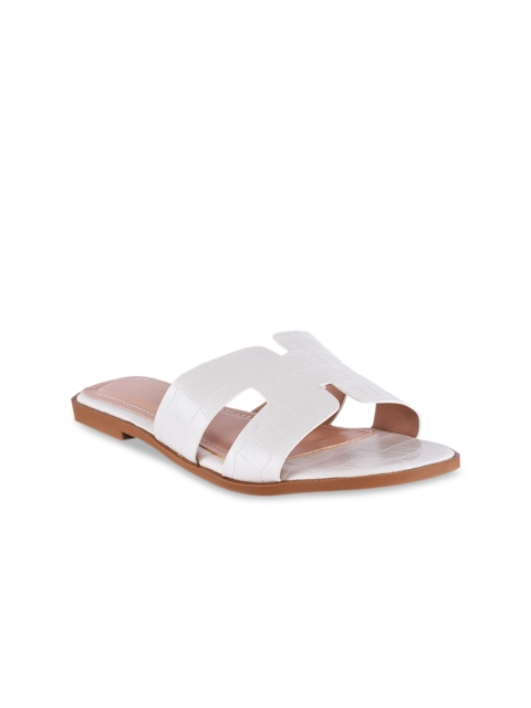 

BuckleUp Women White Solid Open Toe Flats