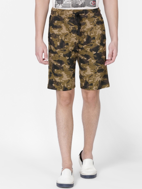 

AVOQ Men Khaki & Black Camouflage Printed Regular Fit Light Weight Regular Shorts
