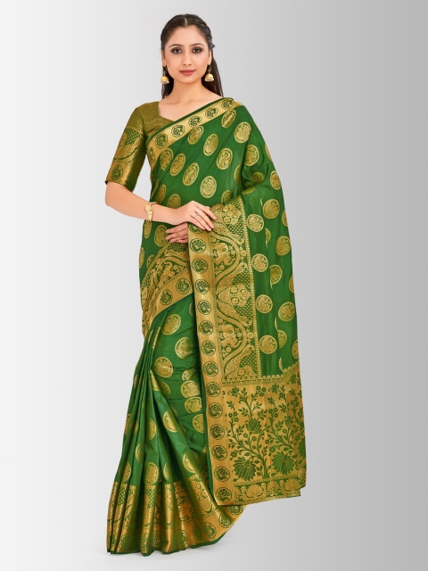 

MIMOSA Green Art Silk Woven Design Kanjeevaram Saree
