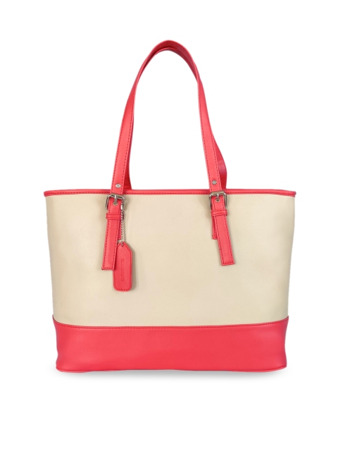 

Toteteca Cream-Coloured & Pink Colourblocked Shoulder Bag