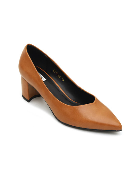 

ROSSO BRUNELLO Women Tan Brown Solid Pumps