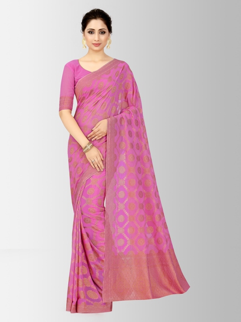 

MIMOSA Pink Poly Chiffon Embellished Banarasi Saree