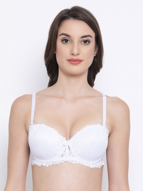 

Clovia White Lace Level 1 Heavily Padded Push-Up Bra BR1980P1834B