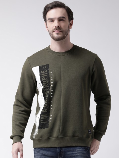 

COBB Men Olive Green Printed Sweatshirt