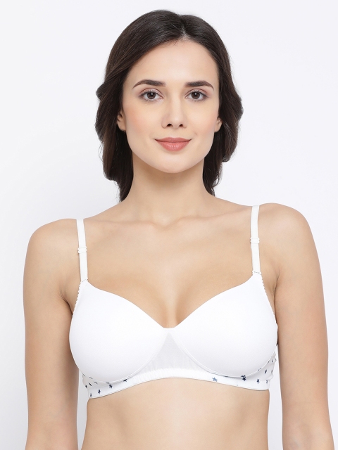 

Clovia White Solid Non-Wired Lightly Padded T-shirt Bra BR1897M1832B