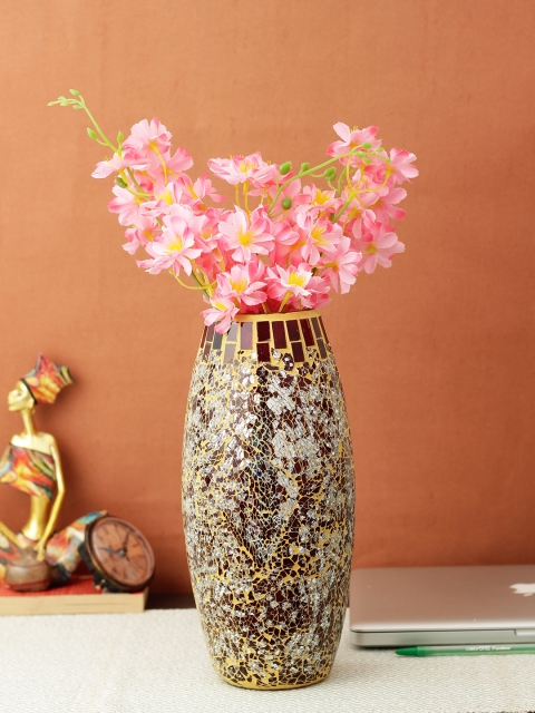 

Aesthetic Home Solutions Maroon & Black Mosaic Textured Vase