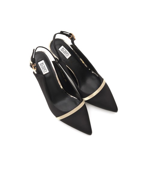 

ROSSO BRUNELLO Women Black & Gold-Toned Solid Pumps