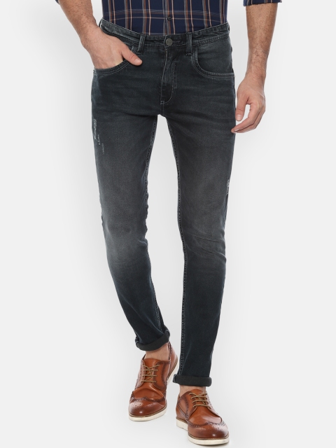 

V Dot Men Black Slim Fit Mid-Rise Low Distress Stretchable Jeans