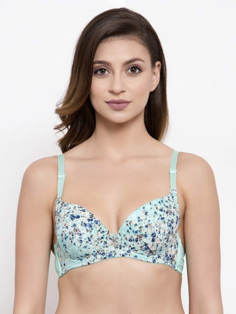 

Friskers Turquoise Blue Printed Underwired Lightly Padded Push-Up Bra OO-691-20