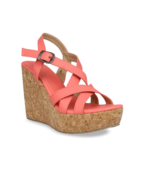 

pelle albero Women Coral Pink Solid Wedges