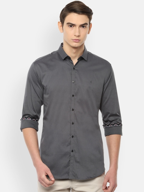 

V Dot Men Grey Slim Fit Self Design Casual Shirt