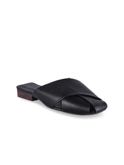 

BuckleUp Women Black Solid Mules
