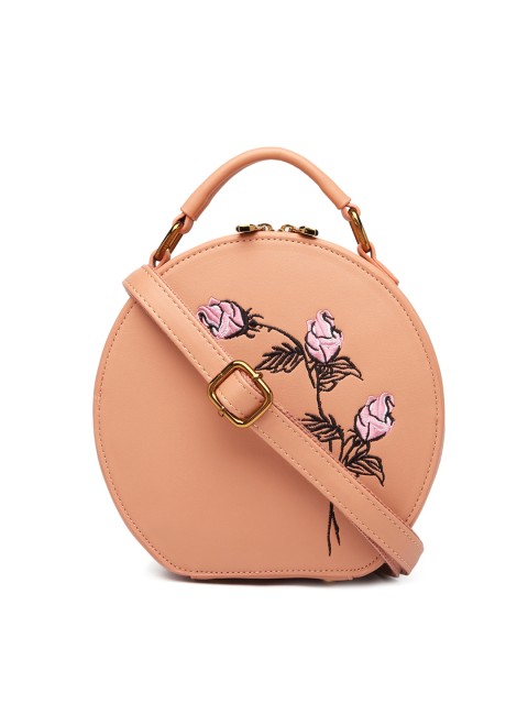 

Diana Korr Peach-Coloured Self Design Handheld Bag