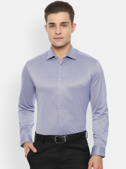 

Van Heusen Men Navy Blue Slim Fit Self Design Formal Shirt