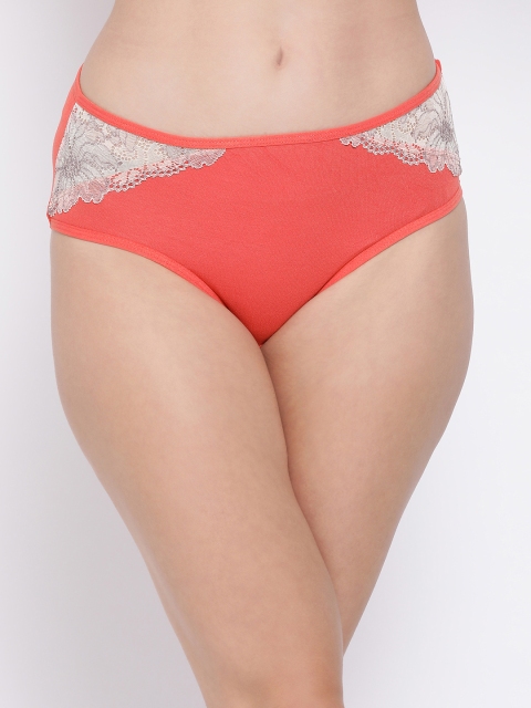 

Clovia Women Off White & Peach-Coloured Solid Mid Waist Hipster Briefs PN1418P16S