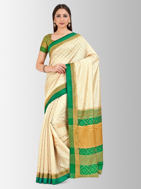 

MIMOSA Beige Art Silk Printed Banarasi Saree