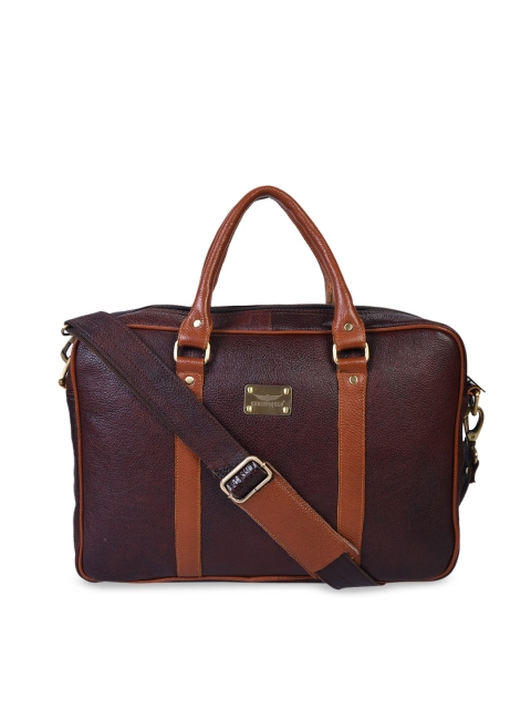 

CHRISTOPOLO Unisex Brown & Tan Solid Laptop Bag