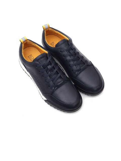 

ROSSO BRUNELLO Men Blue Solid Leather Sneakers