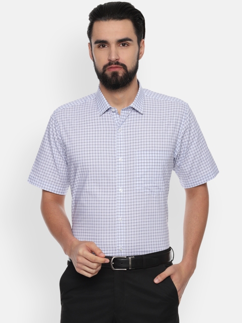 

Van Heusen Men White & Blue Checked Regular Fit Formal Shirt