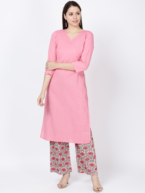 

Soch Women Pink & Green Solid Kurta with Palazzos