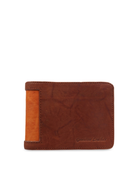 

Swiss Design Men Coffee Brown Textured Two Fold Leather Wallet