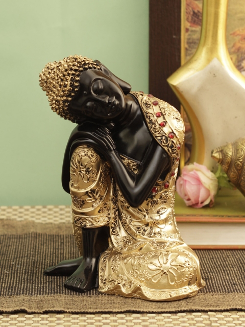 

TIED RIBBONS Gold-Toned & Black Buddha Idol Showpiece