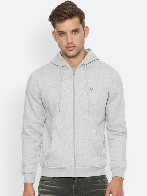 

Allen Solly Men Grey Solid Hooded Sweatshirt