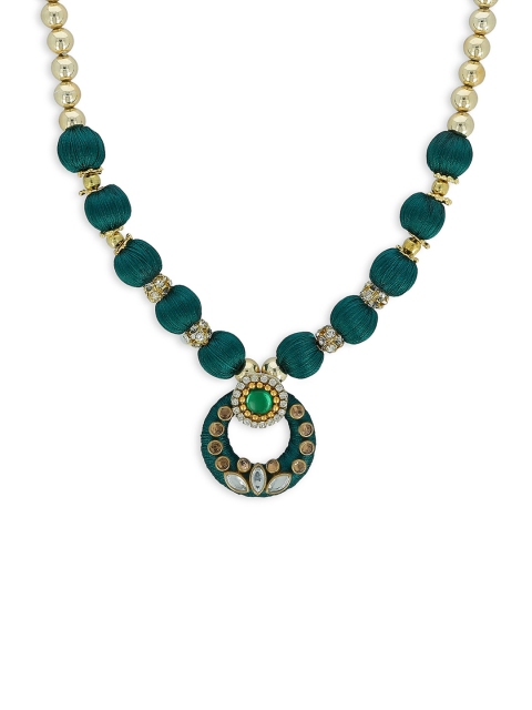 

AKSHARA Girls Green Gold-Plated Handcrafted Necklace