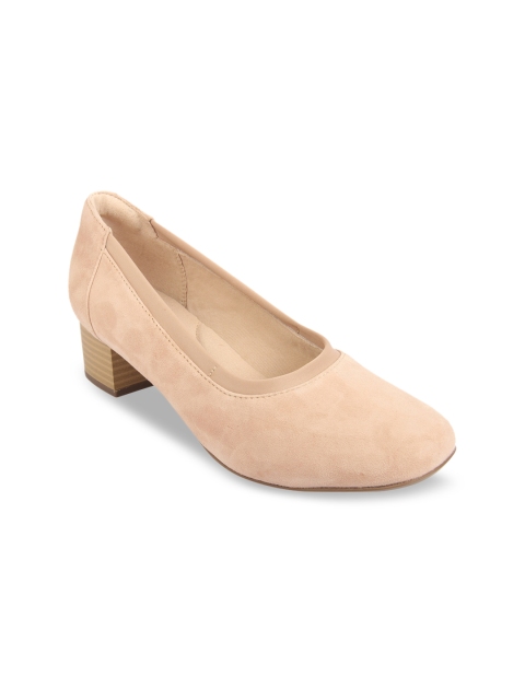 

Clarks Women Beige Solid Suede Pumps