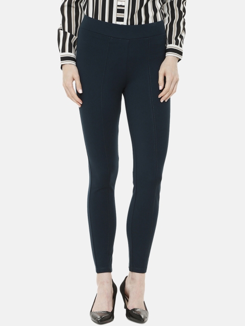 

Allen Solly Woman Women Teal Green Regular Fit Solid Crop Treggings