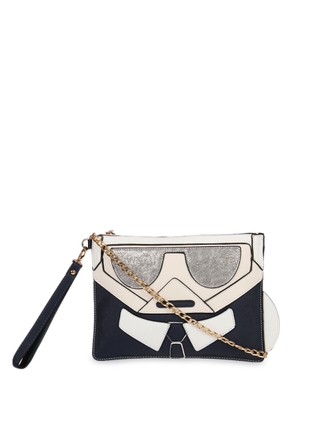 

red pout White & Blue Colourblocked Sling Bag