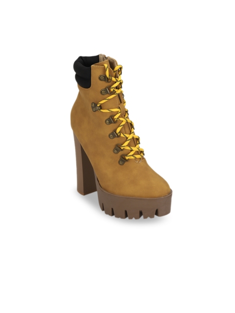 

Truffle Collection Women Brown Solid Heeled Boots